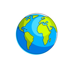 planet earth vector illustration isolated on white background, america, africa and europe continents