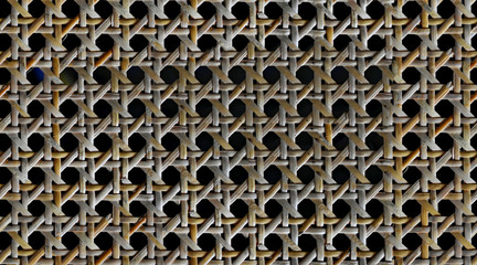 Poster - interwoven lattice of straw natural color macro fragment, seamless texture