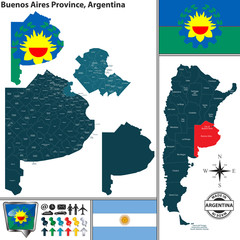 Wall Mural - Map of Buenos Aires Province, Argentina