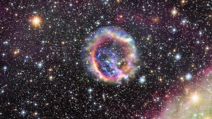 Wall Mural - Supernova remnant E0102 rotating animation outer space. Contains public domain image by NASA