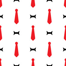 Repetitive Men's Bow Ties And Neckties. Stylish Seamless Pattern. Vector Illustration.