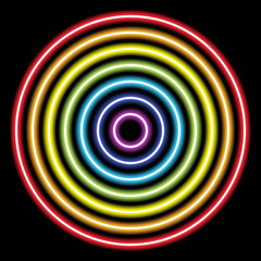 Aufkleber - circle rainbow neon tube lights on black for background and design