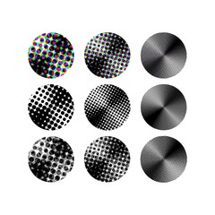 Poster - Abstract Circles with Colored Halftones. Vector Elements in Pop Art Style. Modern Design for Labels, Logos and Icons