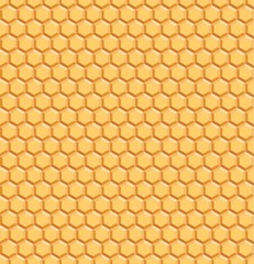 Poster - Yellow Geometric Honeycomb Seamless Pattern. Vector Endless Background with Hexagons
