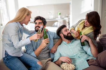 Wall Mural - Group of friends together at home