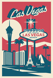 Fototapeta Miasto - Las Vegas Nevada skyline postcard