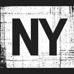 Canvas Print - Lettering with New York monogram. Black and white imprint.