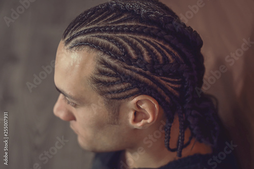 Male Hairstyle Close Up Braids Hair Braided Pensive Look