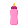 Feeding baby bottle icon. Flat illustration of girl bottle vector icon