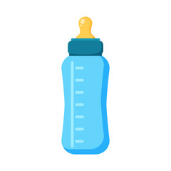 Feeding baby bottle icon. Flat illustration of bottle vector icon