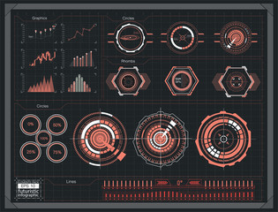 Poster - Hud futuristic element. Set of Circle Abstract Digital Technology UI Futuristic HUD Virtual Interface Elements Sci- Fi Modern User For Graphic Motion