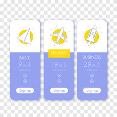 Sticker - Price table. Chart infographic of pricing. Vector 