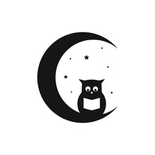 Owl Logo In The Moon Read Book