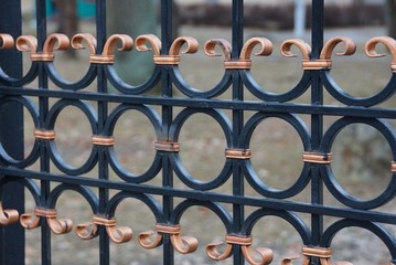 brown black metal texture of iron rods in forged pattern