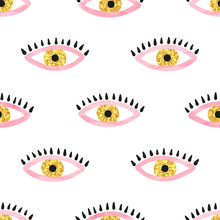 Seamless Abstract Eyes Pattern. Vector Background.