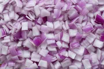 Sticker - diced red onions food background