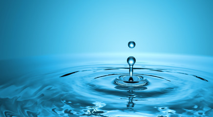 clear water drop with circular waves