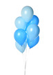 Bunch of blue latex blue round balloons composition for birthday or valentines day party on white