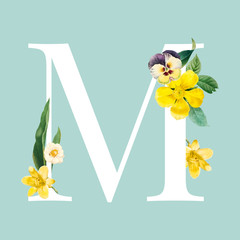 Poster - Floral styled letter M typography