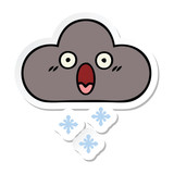 Fototapeta  - sticker of a cute cartoon storm snow cloud