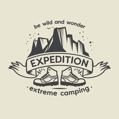 Poster - Emblem with text Expedition, Extreme Camping