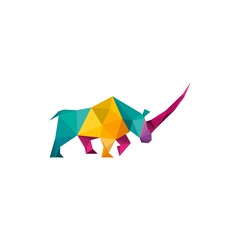 Wall Mural - Creative Abstract Colorful rhinoceros Logo Design Illustration - Vector