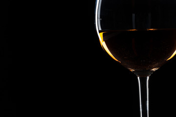 Glass of wine on a black background