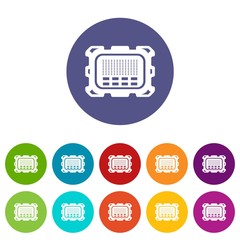 Poster - Central microchip icons color set vector for any web design on white background