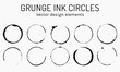 Grunge ink circles. Vector coffee rings.