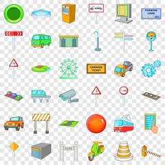 Poster - City geography icons set. Cartoon style of 36 city geography vector icons for web for any design