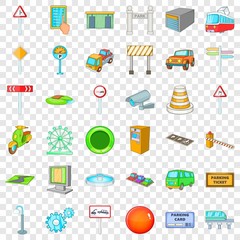 Poster - City location icons set. Cartoon style of 36 city location vector icons for web for any design
