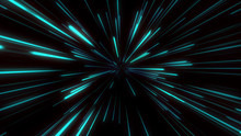 Abstract Tunnel Speed Light Starburst Background Dynamic Technology Concept, Blue Green