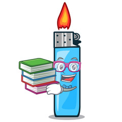 Wall Mural - Student with book plastic lighters above tables cartoon wood