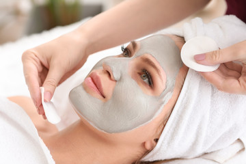 Sticker - Young woman undergoing treatment in beauty salon