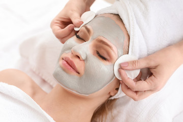 Sticker - Young woman undergoing treatment in beauty salon