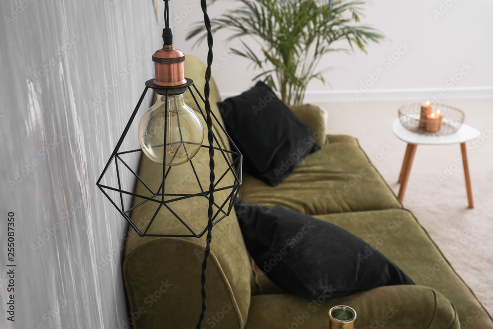 Interior of beautiful room with lamp