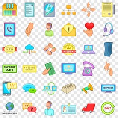 Poster - Client support icons set. Cartoon style of 36 client support vector icons for web for any design