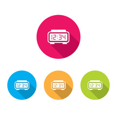 Sticker - Digital Alarm Clock Icons With Long Shadow