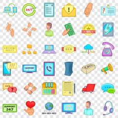 Poster - All day support icons set. Cartoon style of 36 all day support vector icons for web for any design