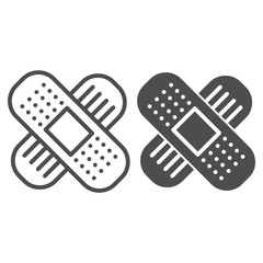 Poster - Adhesive plaster line and glyph icon. Bandage vector illustration isolated on white. Medical tape outline style design, designed for web and app. Eps 10.