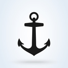 Anchor Icon Silhouette Vector Illustration. Isolated On White Background
