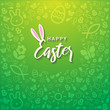 Osterkarte mit Hasenohren, Happy Easter und Ostericons