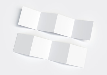 Poster - Unfolding Square 4-Fold Brochure Outside & Inside Mockup. 3d rendering.