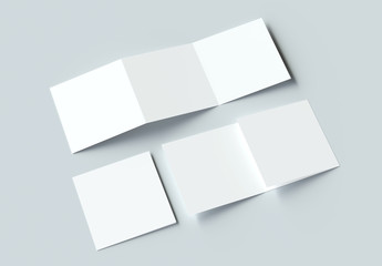 Poster - Square Modern Trifold Brochure mockup on gray background. 3d rendering.