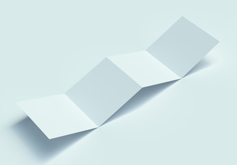 Poster - Square 4-Fold Brochure Mockup on white background. 3d rendering.