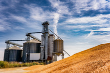 Agriculture Background Modern Silos For Storing Grain Harvest