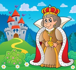 Poster - Happy queen near castle theme 4