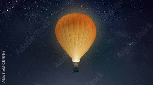 Fotografía Blank white balloon with hot air mockup, night sky background, 3d rendering