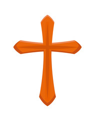 Sticker - wooden catholic cross isolated icon