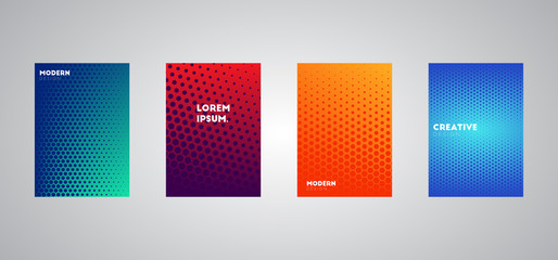 Aufkleber - Colorful halftone gradients, colorful cover gradient, cool backgrounds, gradient background, minimal design.